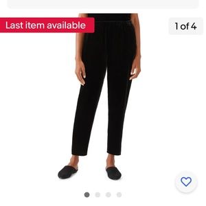 Eileen Fisher Pull On Tapered Leg Velvet Pants NWT